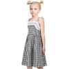 Sunny Fashion Girls Dress Ladybug Polka Dot Bow Tie(Black Plaid)