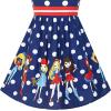 Sunny Fashion Girls Dress Ladybug Polka Dot Bow Tie(Blue Dot)