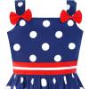 Sunny Fashion Girls Dress Ladybug Polka Dot Bow Tie(Blue Dot)