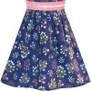 Sunny Fashion Girls Dress Ladybug Polka Dot Bow Tie(Blue Star Flowers)