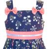 Sunny Fashion Girls Dress Ladybug Polka Dot Bow Tie(Blue Star Flowers)