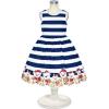 Sunny Fashion Girls Dress Ladybug Polka Dot Bow Tie(Blue Striped)