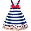 Sunny Fashion Girls Dress Ladybug Polka Dot Bow Tie(Blue Striped)