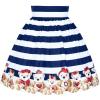 Sunny Fashion Girls Dress Ladybug Polka Dot Bow Tie(Blue Striped)