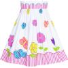 Sunny Fashion Girls Dress Ladybug Polka Dot Bow Tie(Colorful Flowers)