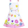 Sunny Fashion Girls Dress Ladybug Polka Dot Bow Tie(Colorful Flowers)