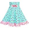 Sunny Fashion Girls Dress Ladybug Polka Dot Bow Tie(Greenish Blue)