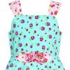 Sunny Fashion Girls Dress Ladybug Polka Dot Bow Tie(Greenish Blue)