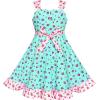 Sunny Fashion Girls Dress Ladybug Polka Dot Bow Tie(Greenish Blue)