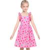 Sunny Fashion Girls Dress Ladybug Polka Dot Bow Tie(Pink Apple)