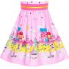 Sunny Fashion Girls Dress Ladybug Polka Dot Bow Tie(Pink Castle)