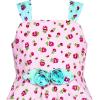 Sunny Fashion Girls Dress Ladybug Polka Dot Bow Tie(Pink Flower)