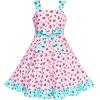 Sunny Fashion Girls Dress Ladybug Polka Dot Bow Tie(Pink Flower)