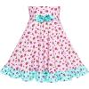 Sunny Fashion Girls Dress Ladybug Polka Dot Bow Tie(Pink Flower)