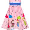 Sunny Fashion Girls Dress Ladybug Polka Dot Bow Tie(Pink and Blue)