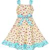 Sunny Fashion Girls Dress Ladybug Polka Dot Bow Tie(Yellow Blue)
