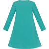 Sunny Fashion Girls Dress Long Sleeve Butterfly Color Contrast Casual Wearing(Blue Butterfly)