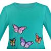 Sunny Fashion Girls Dress Long Sleeve Butterfly Color Contrast Casual Wearing(Blue Butterfly)