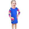 Sunny Fashion Girls Dress Long Sleeve Butterfly Color Contrast Casual Wearing(Blue Heart)