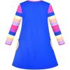 Sunny Fashion Girls Dress Long Sleeve Butterfly Color Contrast Casual Wearing(Blue Heart)