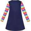 Sunny Fashion Girls Dress Long Sleeve Butterfly Color Contrast Casual Wearing(Blue Rainbow Cloud)