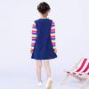 Sunny Fashion Girls Dress Long Sleeve Butterfly Color Contrast Casual Wearing(Blue Rainbow Cloud)