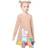 Sunny Fashion Girls Dress Long Sleeve Butterfly Color Contrast Casual Wearing(Bunny Hearts)