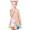 Sunny Fashion Girls Dress Long Sleeve Butterfly Color Contrast Casual Wearing(Bunny Hearts)