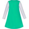 Sunny Fashion Girls Dress Long Sleeve Butterfly Color Contrast Casual Wearing(Green)