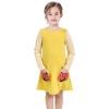Sunny Fashion Girls Dress Long Sleeve Butterfly Color Contrast Casual Wearing(Yellow)