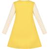 Sunny Fashion Girls Dress Long Sleeve Butterfly Color Contrast Casual Wearing(Yellow)