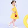 Sunny Fashion Girls Dress Long Sleeve Butterfly Color Contrast Casual Wearing(Yellow)