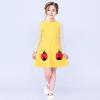 Sunny Fashion Girls Dress Long Sleeve Butterfly Color Contrast Casual Wearing(Yellow)