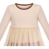 Sunny Fashion Girls Dress Long Sleeve Christmas Owl Sparkling Sequin Tulle(Beige)