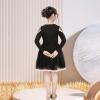 Sunny Fashion Girls Dress Long Sleeve Christmas Owl Sparkling Sequin Tulle(Black Lace)