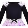 Sunny Fashion Girls Dress Long Sleeve Christmas Owl Sparkling Sequin Tulle(Black Purple)
