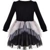 Sunny Fashion Girls Dress Long Sleeve Christmas Owl Sparkling Sequin Tulle(Black Swan)