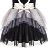 Sunny Fashion Girls Dress Long Sleeve Christmas Owl Sparkling Sequin Tulle(Black Swan)