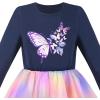 Sunny Fashion Girls Dress Long Sleeve Christmas Owl Sparkling Sequin Tulle(Blue Butterfly)