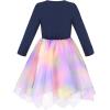 Sunny Fashion Girls Dress Long Sleeve Christmas Owl Sparkling Sequin Tulle(Blue Butterfly)