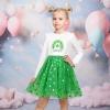 Sunny Fashion Girls Dress Long Sleeve Christmas Owl Sparkling Sequin Tulle(Green)