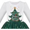 Sunny Fashion Girls Dress Long Sleeve Christmas Owl Sparkling Sequin Tulle(Green Snowflake)