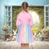 Sunny Fashion Girls Dress Long Sleeve Christmas Owl Sparkling Sequin Tulle(Pink Bunny)