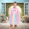 Sunny Fashion Girls Dress Long Sleeve Christmas Owl Sparkling Sequin Tulle(Pink Bunny)