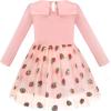 Sunny Fashion Girls Dress Long Sleeve Christmas Owl Sparkling Sequin Tulle(Pink Strawberry)