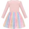 Sunny Fashion Girls Dress Long Sleeve Christmas Owl Sparkling Sequin Tulle(Rainbow Glitter)