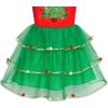Sunny Fashion Girls Dress Long Sleeve Christmas Owl Sparkling Sequin Tulle(Red Green Tree)