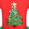 Sunny Fashion Girls Dress Long Sleeve Christmas Owl Sparkling Sequin Tulle(Red Green Tree)