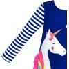 Sunny Fashion Girls Dress Long Sleeve Christmas Reindeer Snow Holiday Party(Blue)