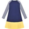 Sunny Fashion Girls Dress Long Sleeve Daisy Flower Striped Casual Cotton(Blue Flower)